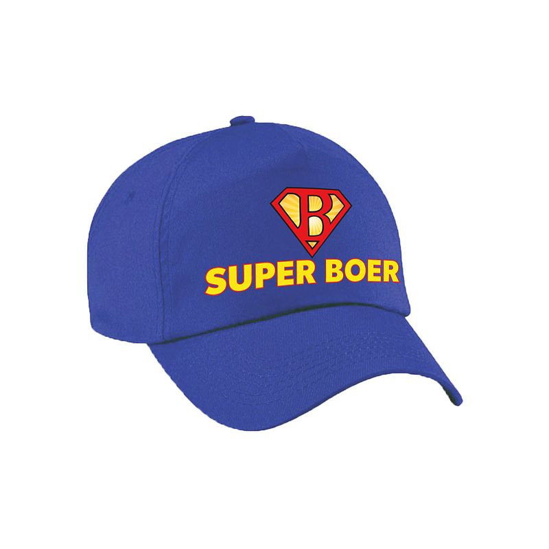 Foto van Super boer achterhoek pet / cap blauw voor volwassenen - verkleedhoofddeksels