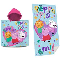 Foto van Peppa pig set bad cape/poncho en strand/badlaken - voor kinderen - badcapes