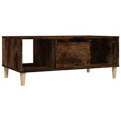 Foto van The living store salontafel - gerookt eiken - 90 x 50 x 36.5 cm - met opbergruimte - stevig tafelblad