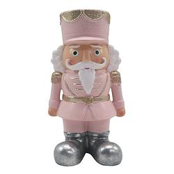 Foto van Clayre & eef beeld notenkraker 17 cm roze kunststof kerstdecoratie beeld decoratie decoratieve accessoires roze