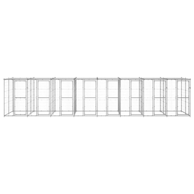 Foto van The living store hondenkennel - gegalvaniseerd staal - 880 x 220 x 180 cm - met dak en deuren