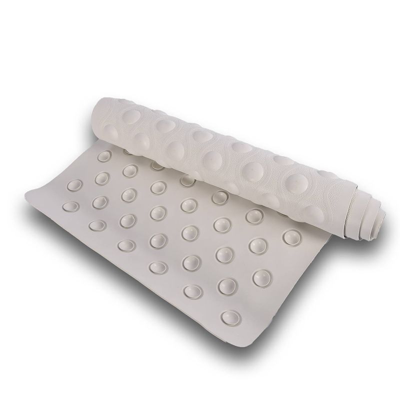 Foto van Badmat wit - 82 x 37 cm - antislip mat - voor bad en douche rubberen douchemat - antislipmat voor bad, douche en