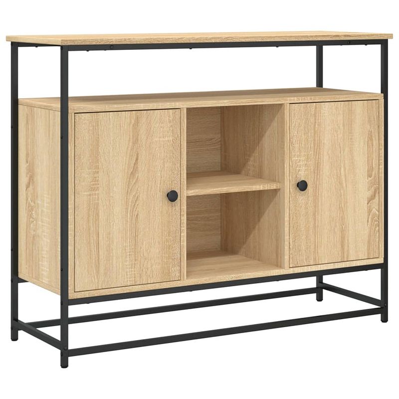 Foto van Vidaxl dressoir 100x35x80 cm bewerkt hout sonoma eikenkleurig