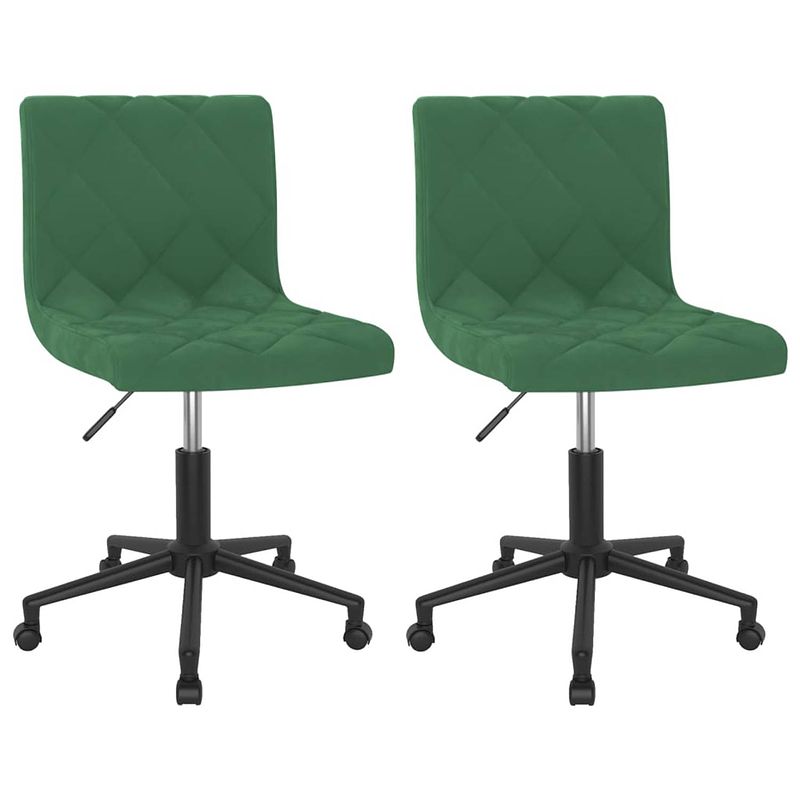 Foto van The living store draaibare eetkamerstoelen - set van 2 - fluweel - donkergroen - 40 x 43 x (76-87.5) cm -