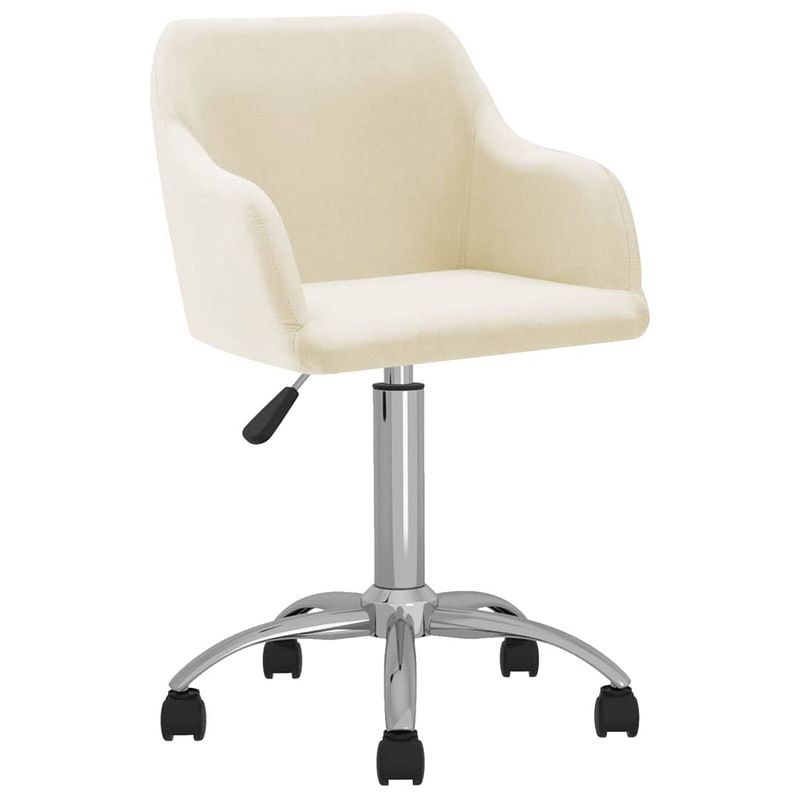 Foto van The living store eetkamerstoelen - draaibaar - crème - polyester - multiplex - verchroomd staal - 53 x 51.5 x