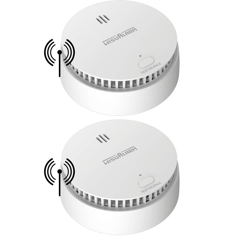 Foto van Wisualarm sa30a-r8 koppelbare rookmelder 2-pack - 10 jaar batterij - unieke duo-sensor voorkomt vals alarm