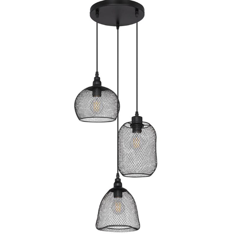 Foto van Industriële hanglamp anya - l:36cm - e27 - metaal - zwart