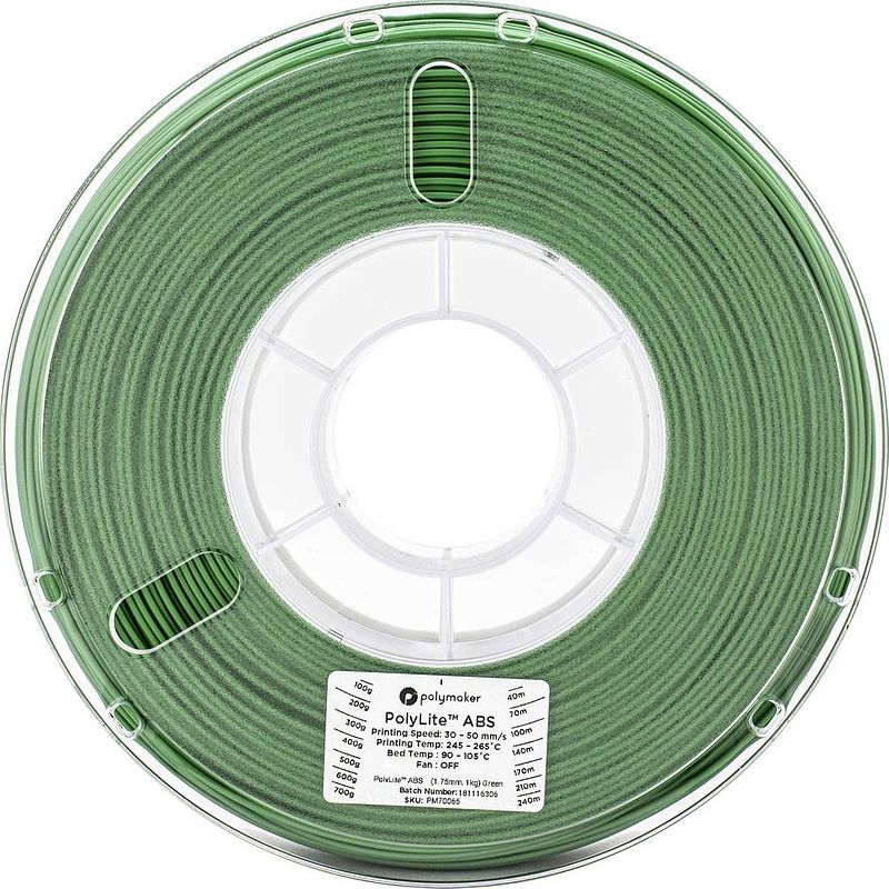 Foto van Polymaker 70066 filament abs kunststof 2.85 mm 1 kg groen polylite 1 stuk(s)