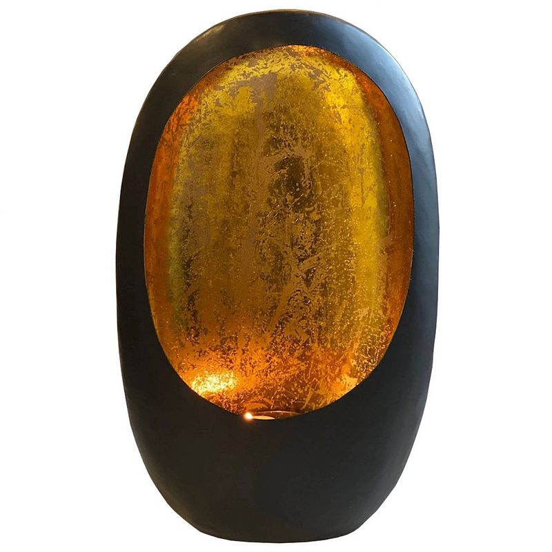 Foto van Casa di elturo kandelaar golden egg - zwart/goud - xl - h38 cm