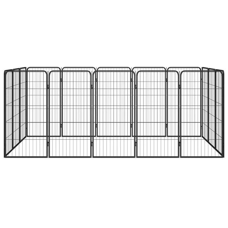 Foto van Infiori hondenkennel 16 panelen 50 x 100 cm gepoedercoat staal zwart