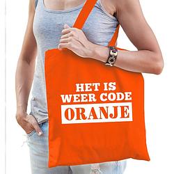 Foto van Het is weer code oranje katoenen tas voor dames - feest boodschappentassen