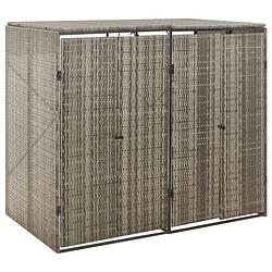 Foto van Vidaxl containerberging dubbel 140x80x117 cm poly rattan grijs