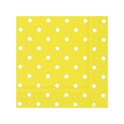 Foto van 40x polka dot 3-laags servetten geel met witte stippen 33 x 33 cm - feestservetten