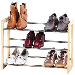Foto van Metaal schoenenkastje/schoenrekje 22 x 61-118 x 46 cm met uitschuifbare stangen - schoenenrekken