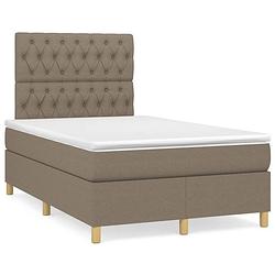 Foto van The living store boxspringbed - taupe - 203 x 120 x 118/128 cm - duurzaam materiaal - verstelbaar hoofdbord -