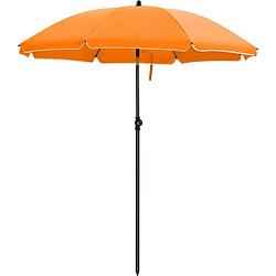 Foto van Acaza stok parasol, 160 cm diamter, ronde / achthoekige tuinparasol van polyester, kantelbaar, met draagtas - oranje