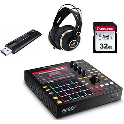 Foto van Akai professional mpc one + devine pro 5000 koptelefoon, usb-stick en sd-kaart