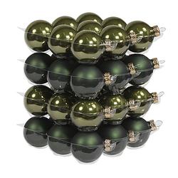 Foto van 36x donker groene glazen kerstballen 4 cm mat/glans - kerstbal