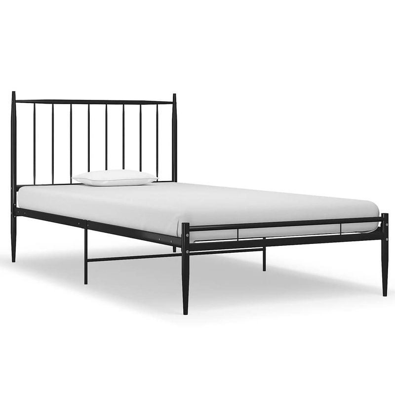 Foto van The living store bedframe - eenpersoons - metaal - zwart - 208x96x97.5 cm