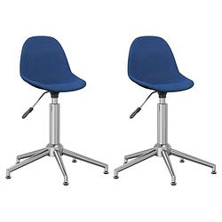 Foto van Vidaxl eetkamerstoelen draaibaar 2 st stof blauw