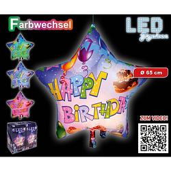 Foto van Tib folieballon happy birthday ster led 65 cm