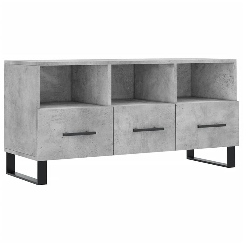 Foto van The living store tv-meubel betongrijs 102x36x50 cm - stevig bewerkt hout en ijzer