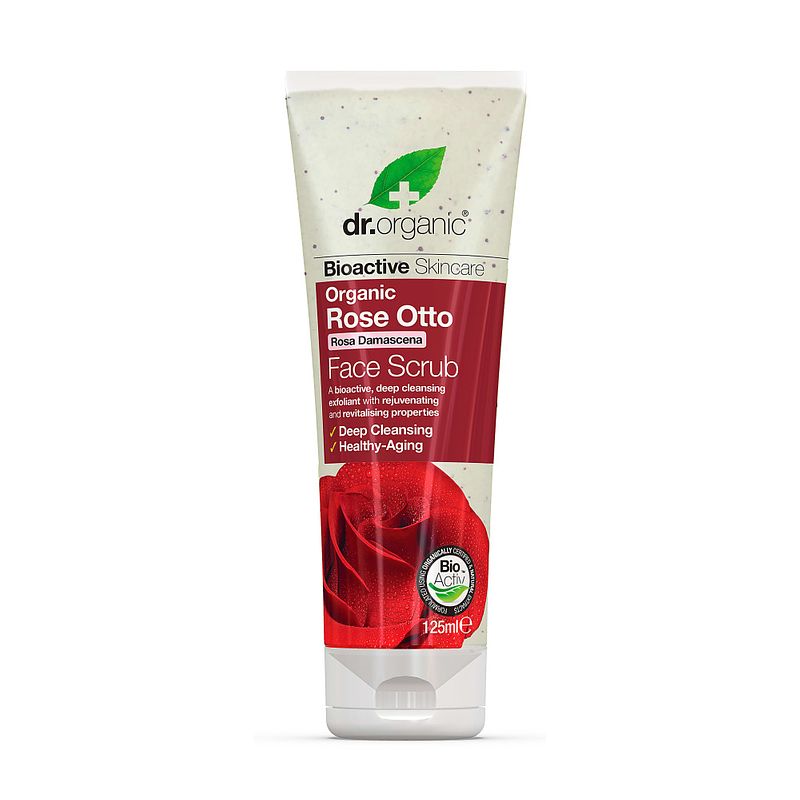 Foto van Dr organic rose otto gezichtsscrub