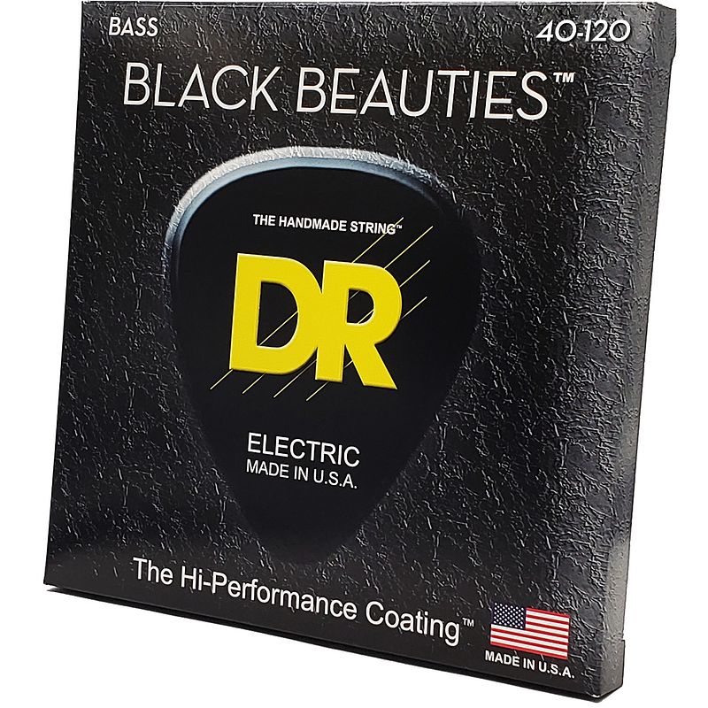 Foto van Dr strings bkb5-40 black beauties 40-120 set 5 snaren voor elektrische basgitaar