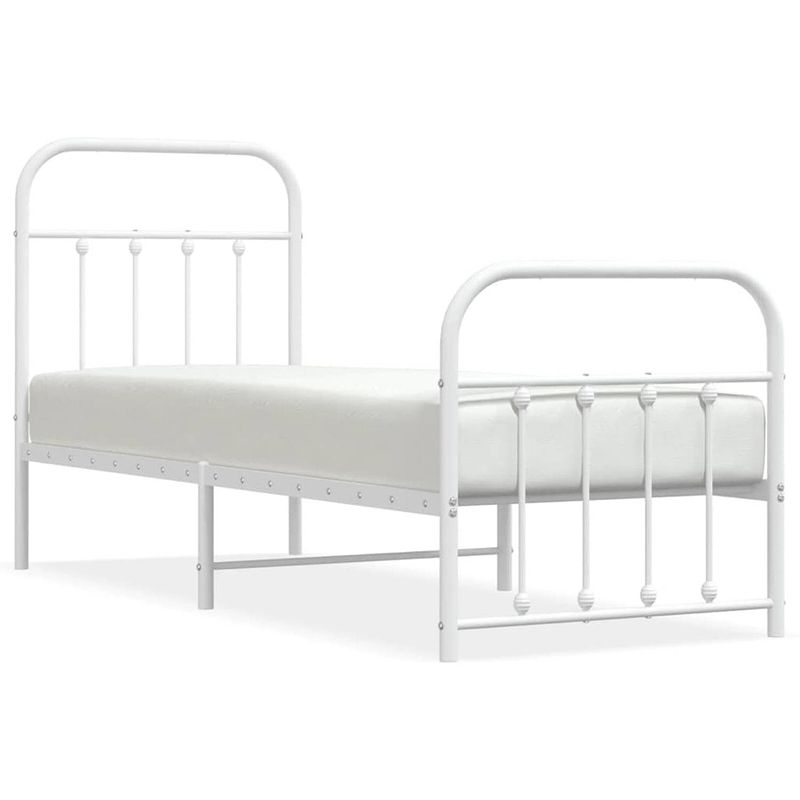 Foto van Vidaxl bedframe met hoofd- en voeteneinde metaal wit 75x190 cm