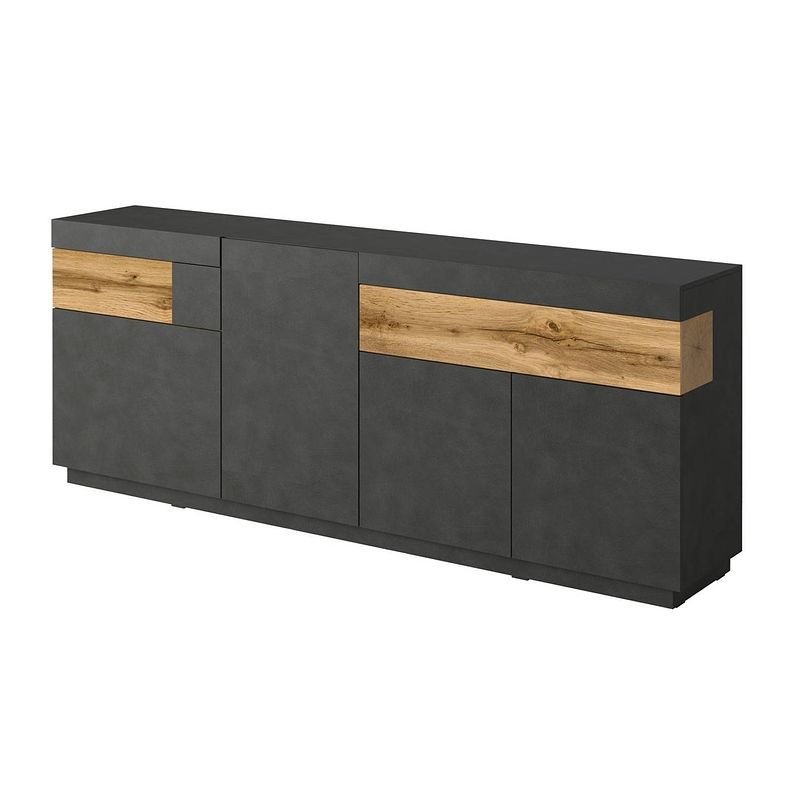 Foto van Meubella dressoir sublime - grijs - eiken - 219 cm