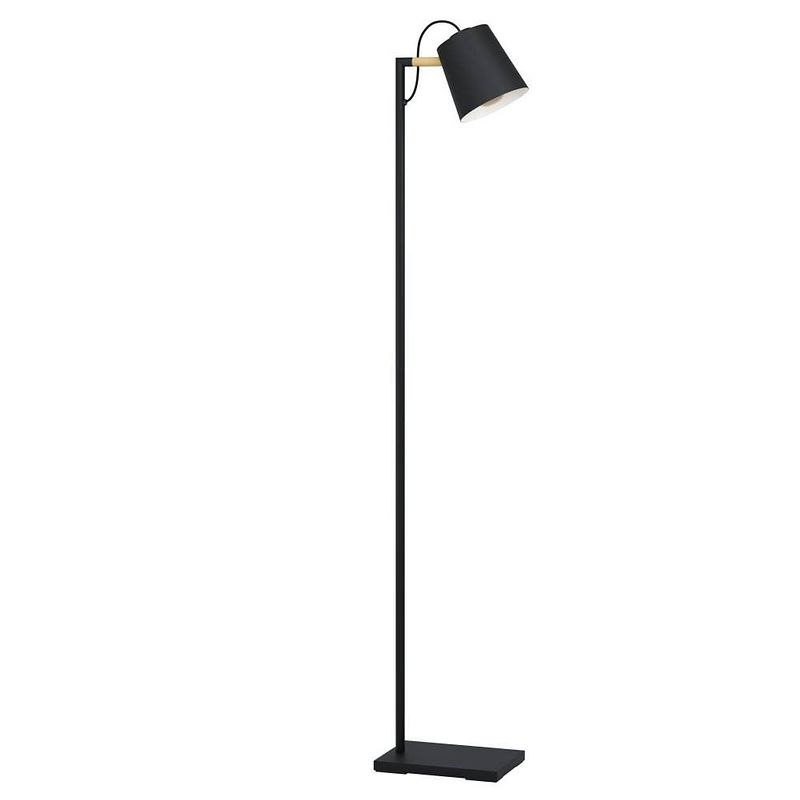 Foto van Eglo lacey vloerlamp - e27(excl) - 159 cm - hout/staal - zwart/bruin