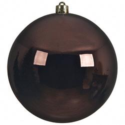 Foto van 1x grote raam/deur/kerstboom decoratie donkerbruine kerstballen 20 cm glans - kerstbal