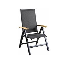 Foto van Suns - suns lucca recliner black grey textilene teak arm