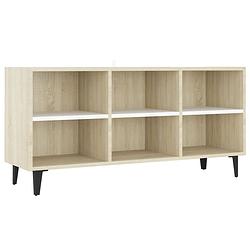 Foto van The living store tv-meubel industriële charme 103.5x30x50 cm - wit en sonoma eiken - 4 metalen poten