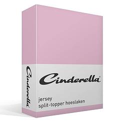 Foto van Cinderella jersey split-topper hoeslaken - 100% gebreide jersey katoen - lits-jumeaux (200x200/210 cm) - candy