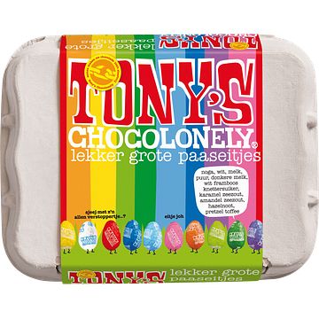 Foto van Tony'ss chocolonely lekker grote chocolade paaseitjes 142g bij jumbo