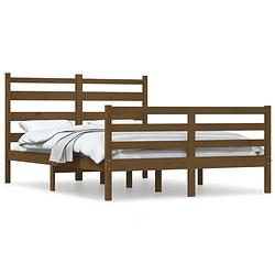 Foto van The living store bedframe klassiek grenenhout - 205.5 x 166 x 100 cm - honingbruin