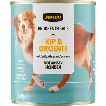 Foto van Jumbo brokken in saus met kip & groente 830g