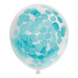 Foto van Globos confetti ballonnen papieren confetti baby blauw 30cm, 6st.