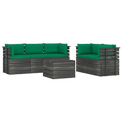 Foto van Vidaxl 6-delige loungeset met kussens pallet massief grenenhout