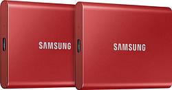 Foto van Samsung t7 portable ssd 2tb rood - duo pack