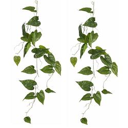 Foto van Mica decoration kunstplant slinger philodendron - 2x - groen - 115 cm - kamerplant snoer - kunstplanten