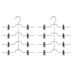 Foto van Set van 2x stuks metalen kledinghanger met clips voor 4 broeken 32 x 38 cm - kledinghangers