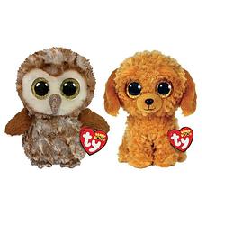 Foto van Ty - knuffel - beanie boo'ss - percy owl & golden doodle dog