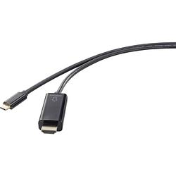 Foto van Renkforce usb-c / hdmi adapterkabel usb-c stekker, hdmi-a stekker 0.50 m zwart rf-4531590 rond usb-c-displaykabel