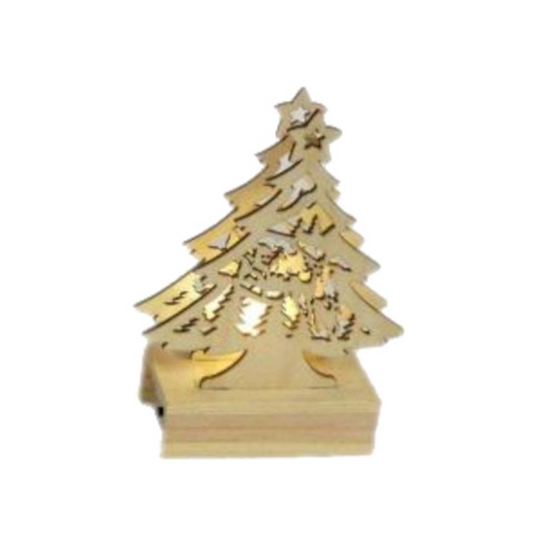 Foto van Peha kerstfiguur kerstboom led 10 x 8 x 4,2 cm hout naturel