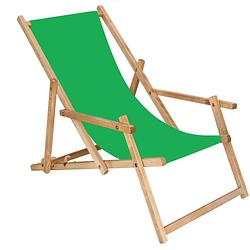 Foto van Ligbed strandstoel ligstoel verstelbaar arm leuning beukenhout geïmpregneerd handgemaakt groen
