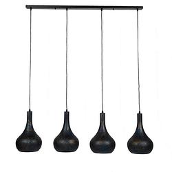 Foto van Hoyz - hanglamp punch kegel - 4 lampen - zwart bruin - 130x25x150