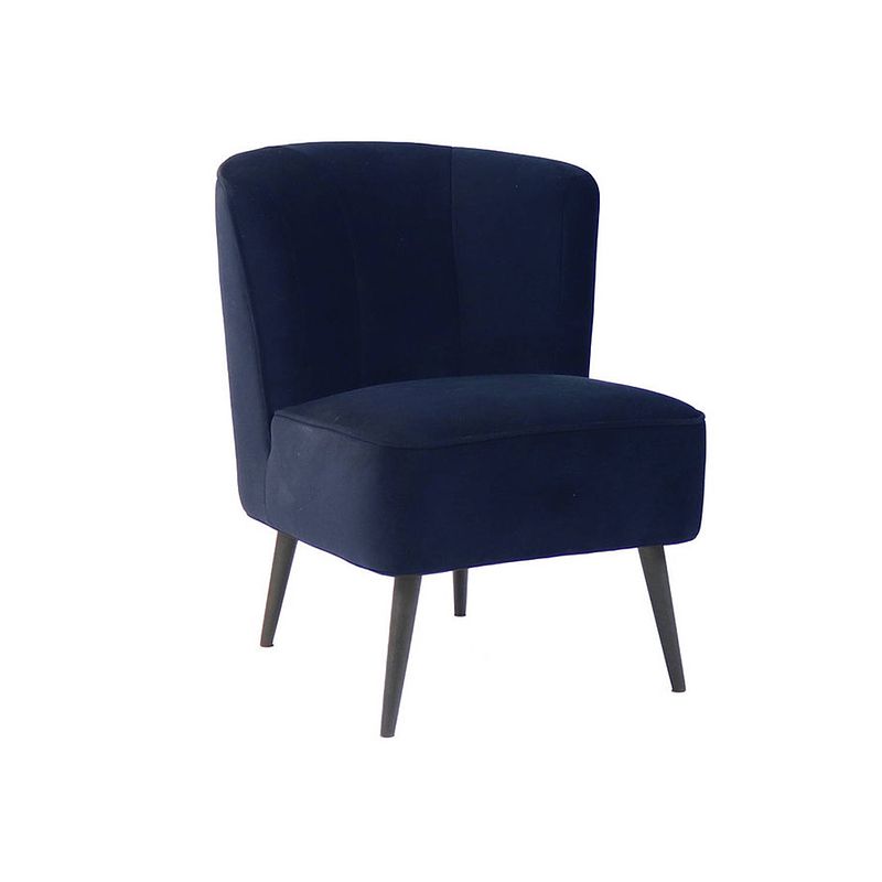 Foto van Bronx71 velvet fauteuil lyla donkerblauw.