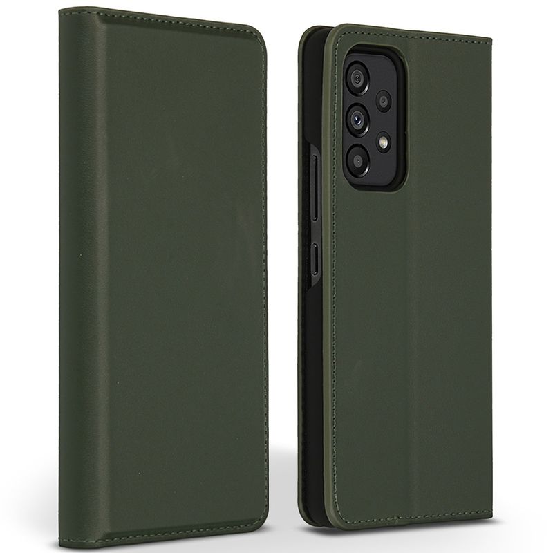 Foto van Accezz premium leather slim book case voor samsung galaxy a53 telefoonhoesje groen